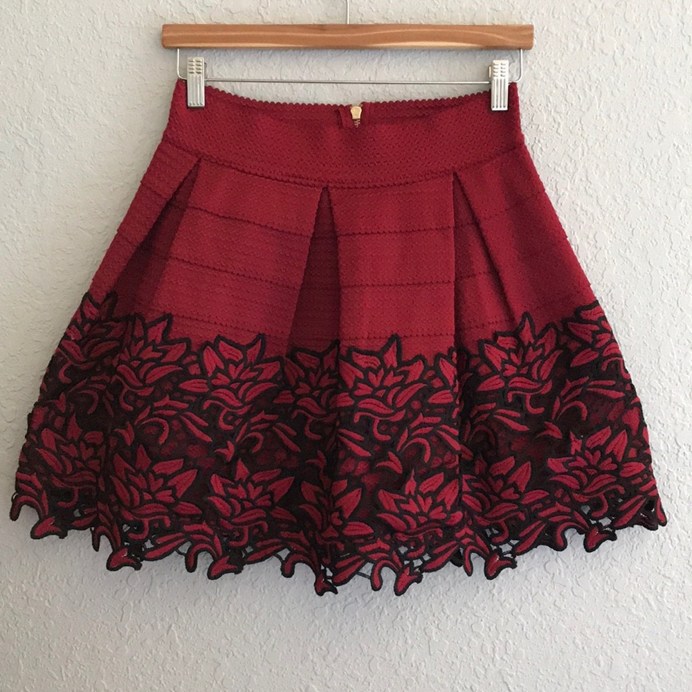 Red Skirt with Flower Detail